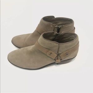 Sam Edelman PHOENIX Womens 8M Beige Suede Harness Ring Zip Ankle Boots Booties
